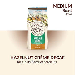 New England Coffee Hazelnut Crème Decaf ground coffee 3-pack back label details
