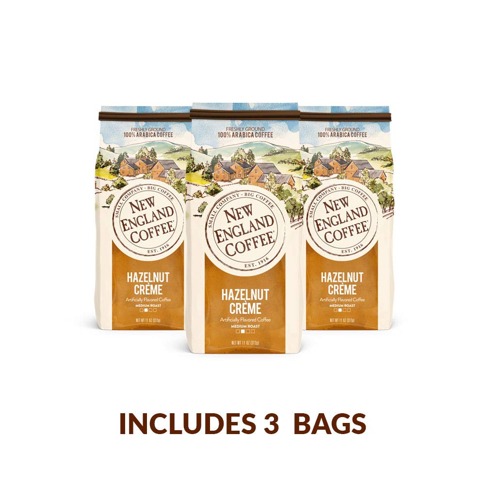 New England Coffee Hazelnut Creme origin beans – small-batch roast for consistent texture.