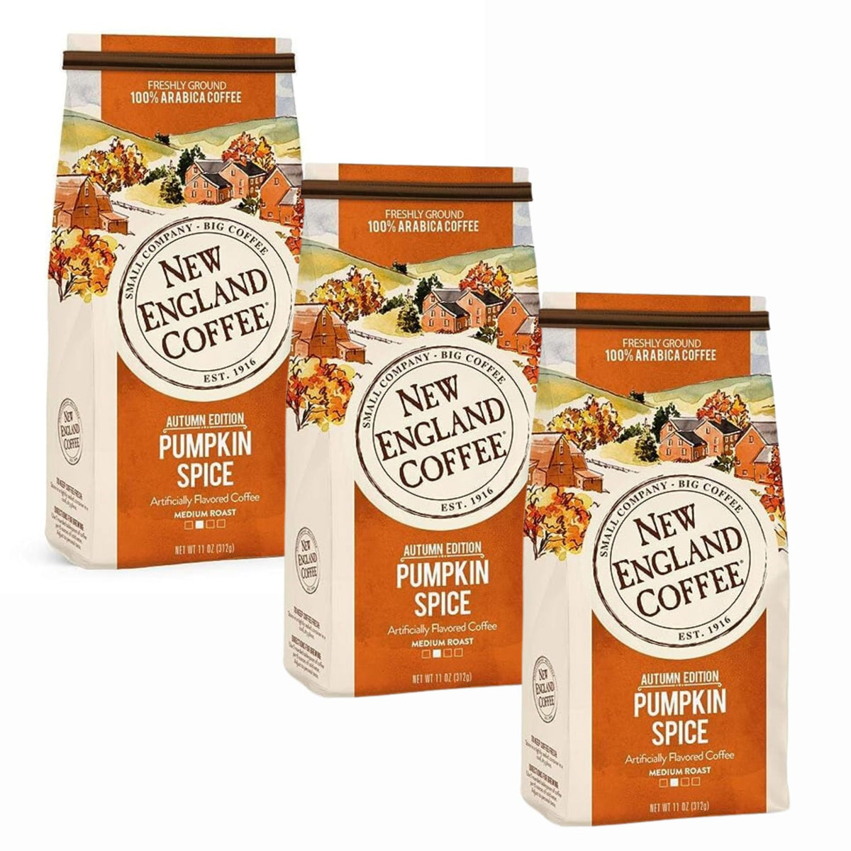 New England Coffee pumpkin spice aroma fills the kitchen, ideal for cozy mornings.