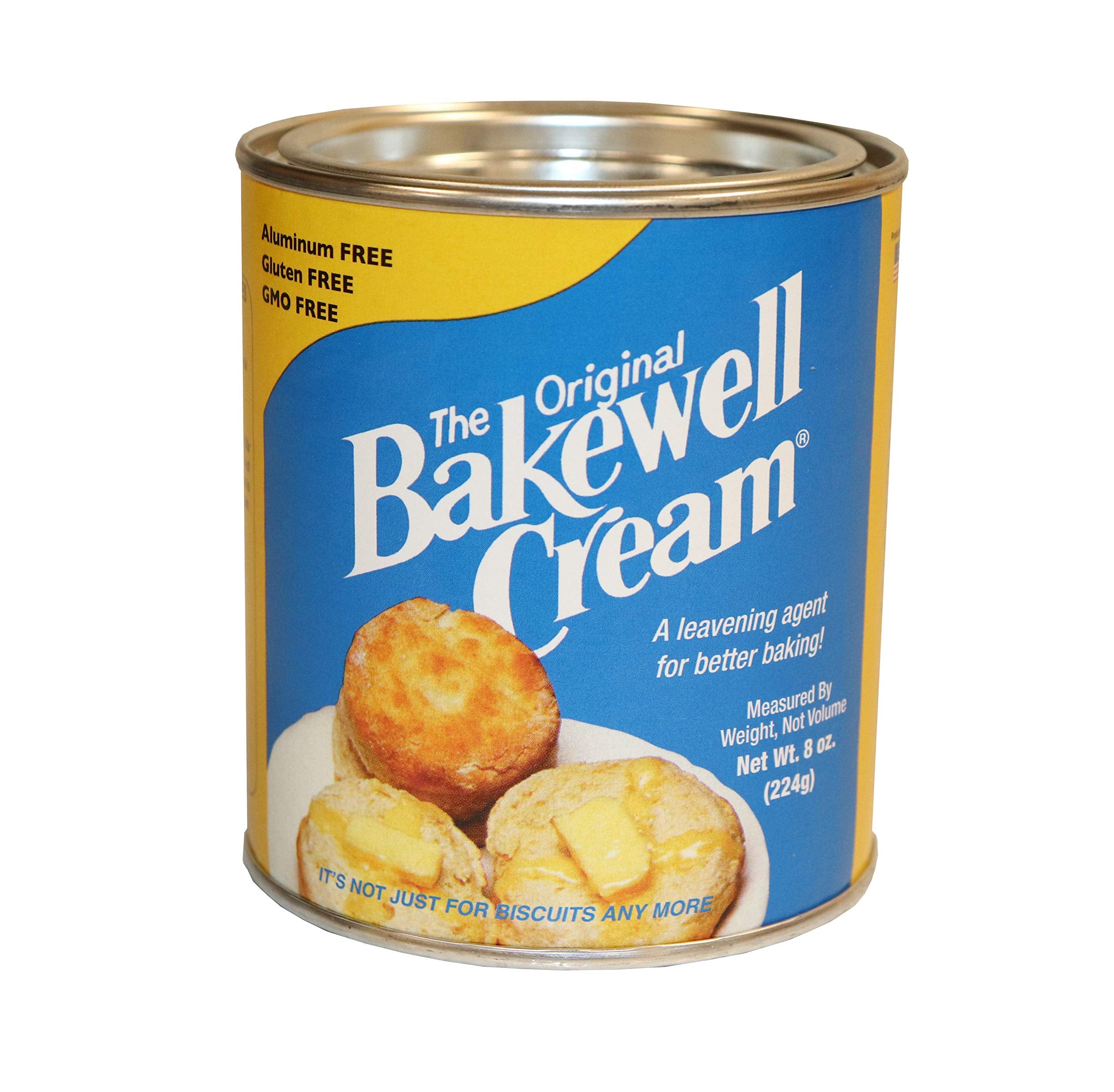 New England Cupboard Original Bakewell Cream 8-ounce can label, Maine-made pastry finish.