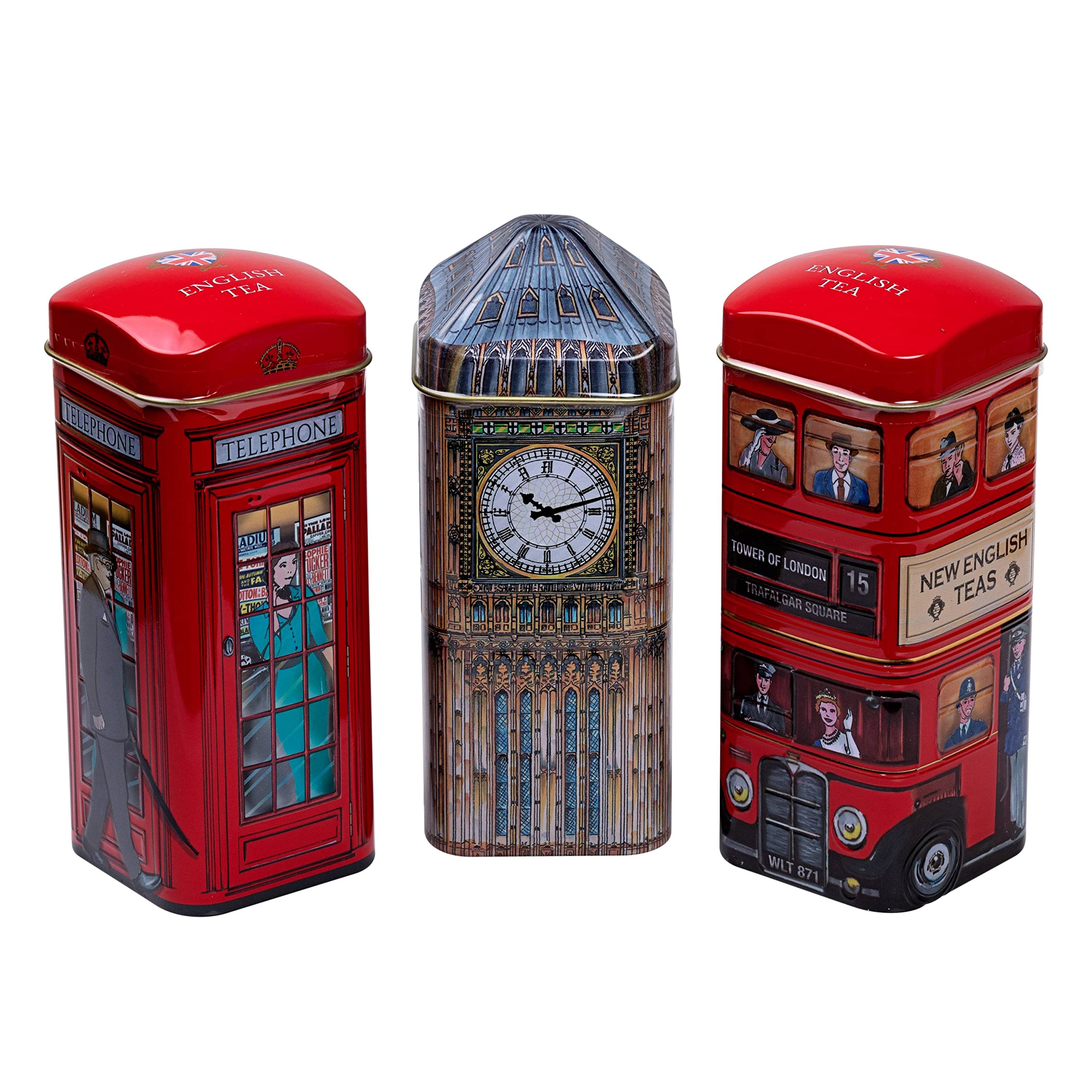 New English Teas British Heritage pack shot showcasing all three tins for gifting.