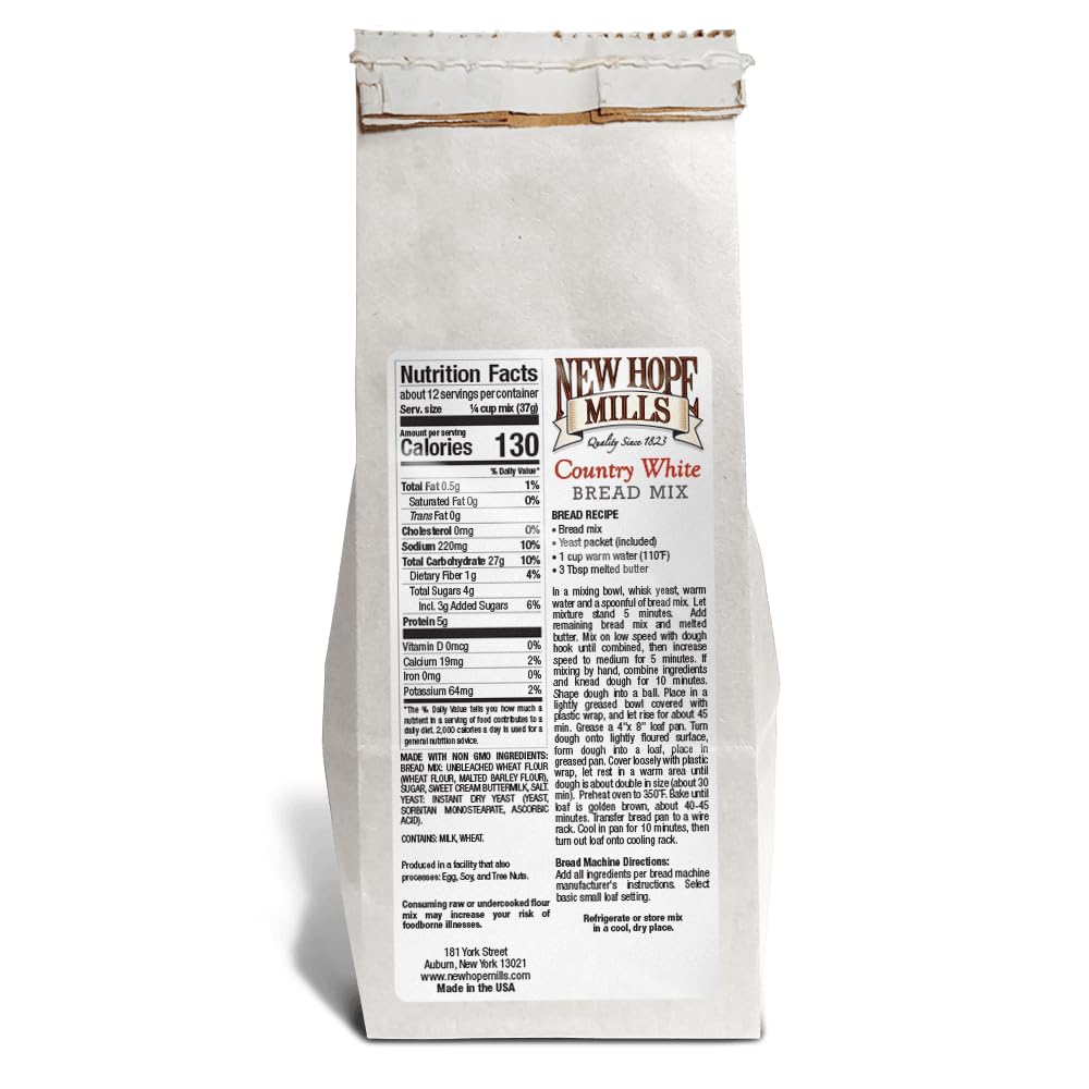 New Hope Mills Country White Bread Mix dough-in-bowl ready to proof at home.