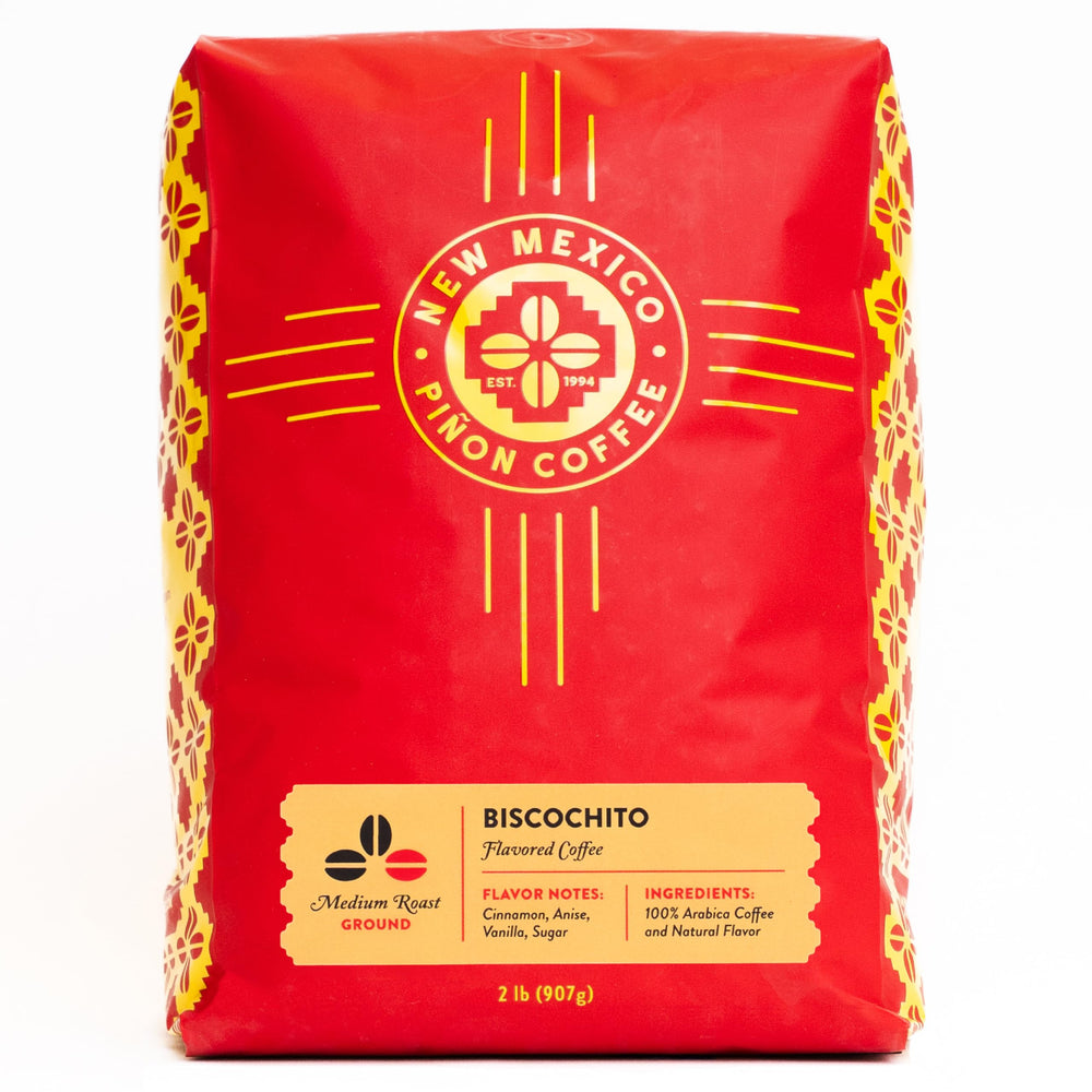 New Mexico Pinon Coffee Biscochito ground label front inviting morning aroma