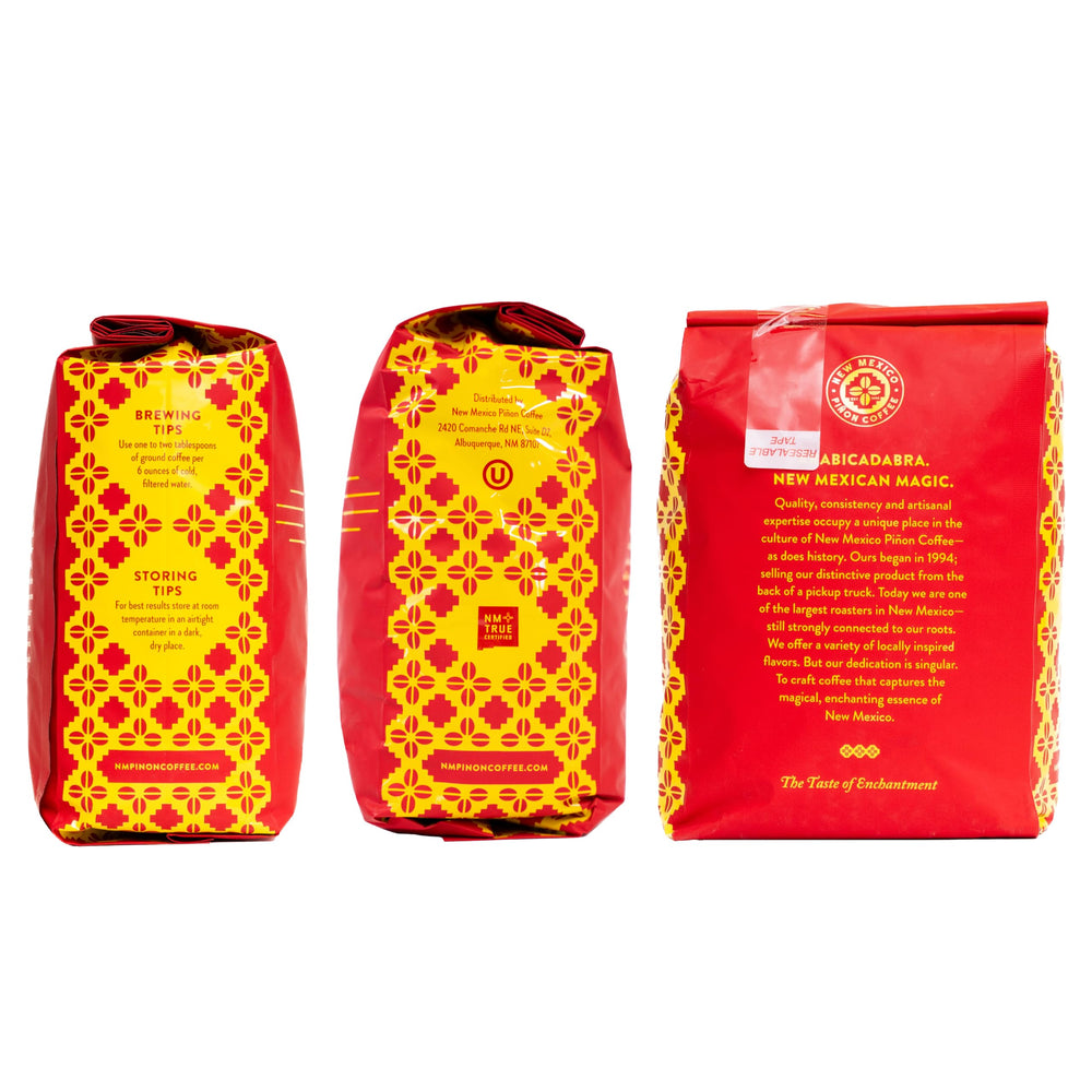 New Mexico Pinon Coffee cup with steam invites sipping.