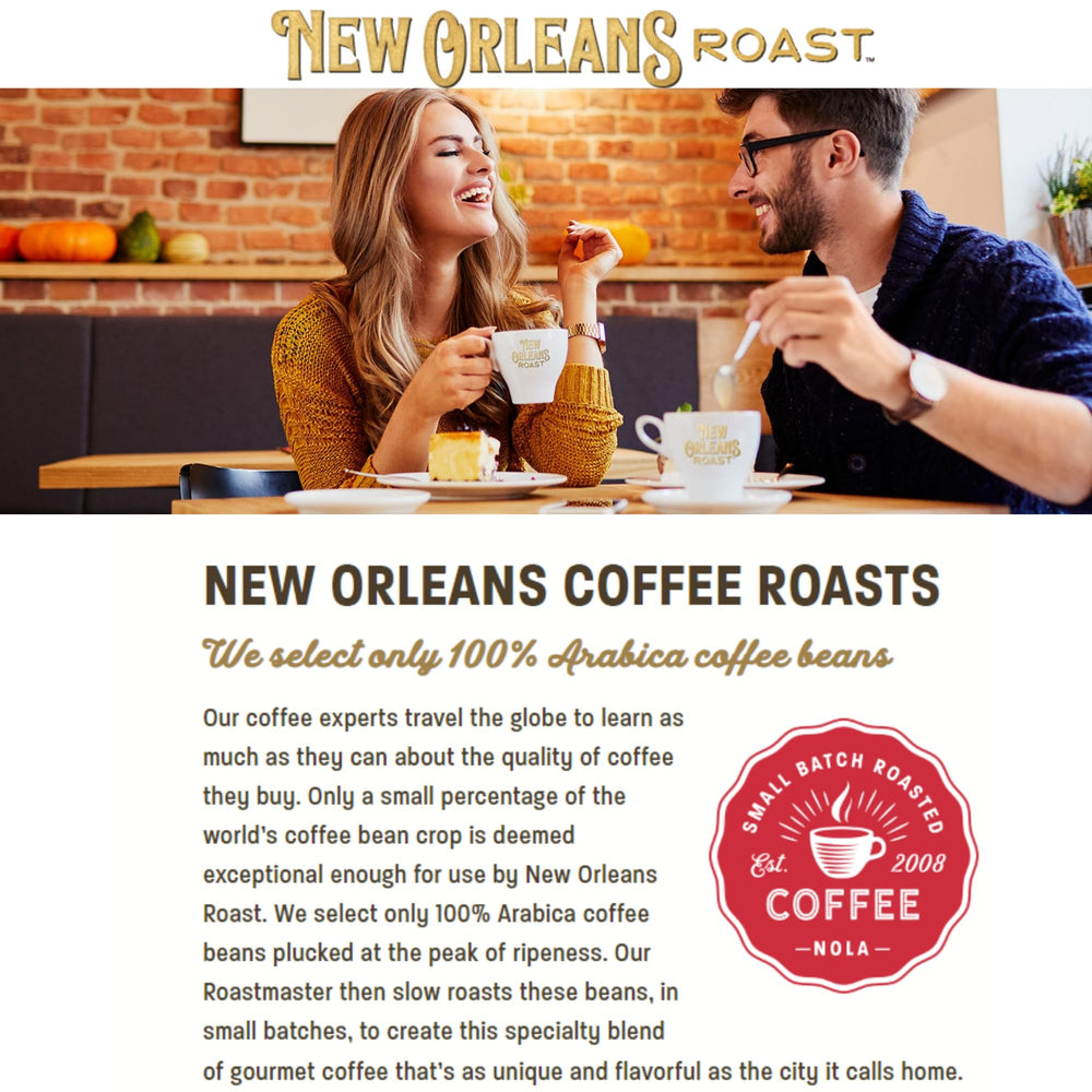 New Orleans Roast chicory brew in cup demonstrates a coffee-like, caffeine-free experience.