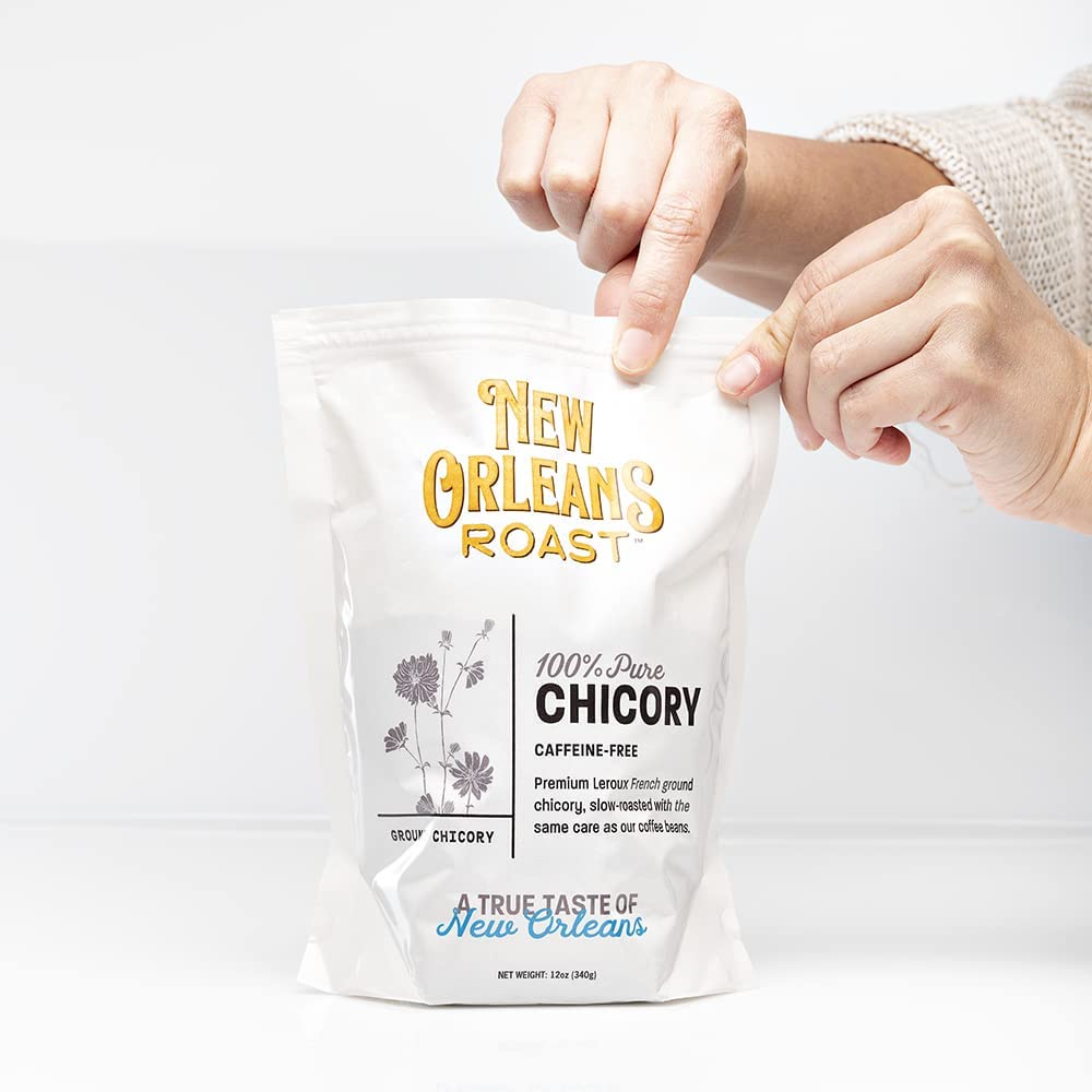 New Orleans Roast chicory ground—brews like coffee with depth and chocolatey undertones.