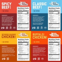 New Primal buffalo chicken sticks with bold, savory bite.