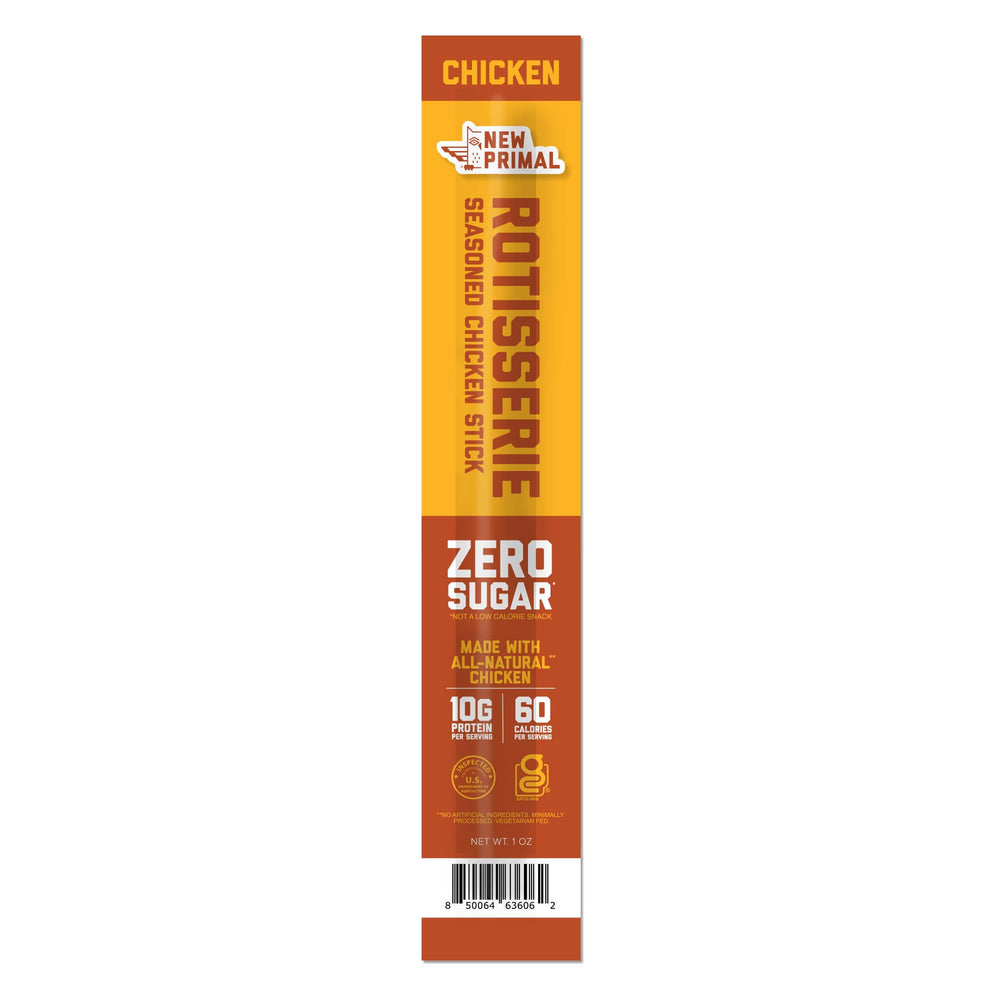 New Primal Rotisserie Chicken Stick packaging showcases convenient high-protein snack