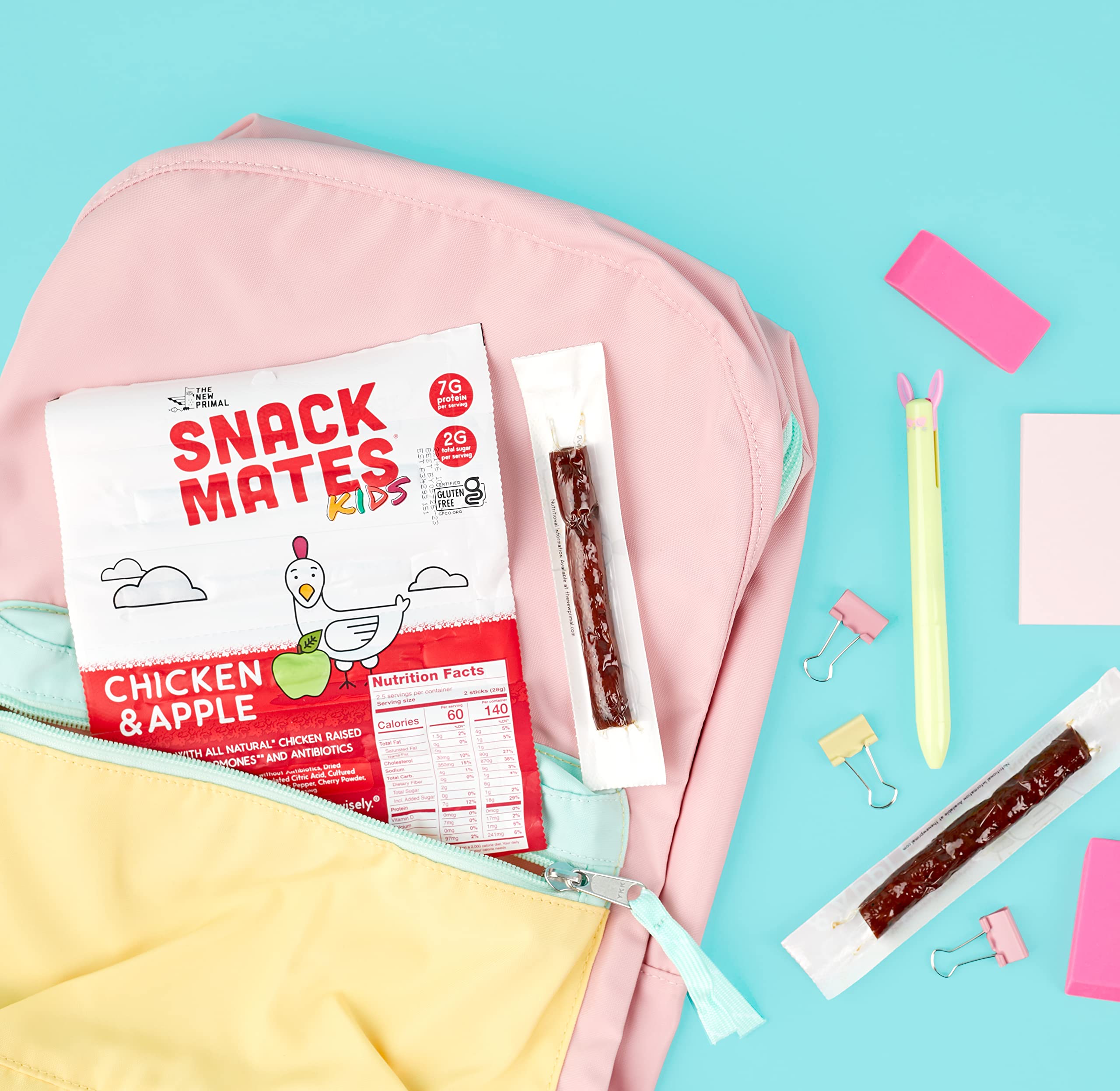 New Primal Chicken & Apple Sticks close-up showing five sticks per bag.