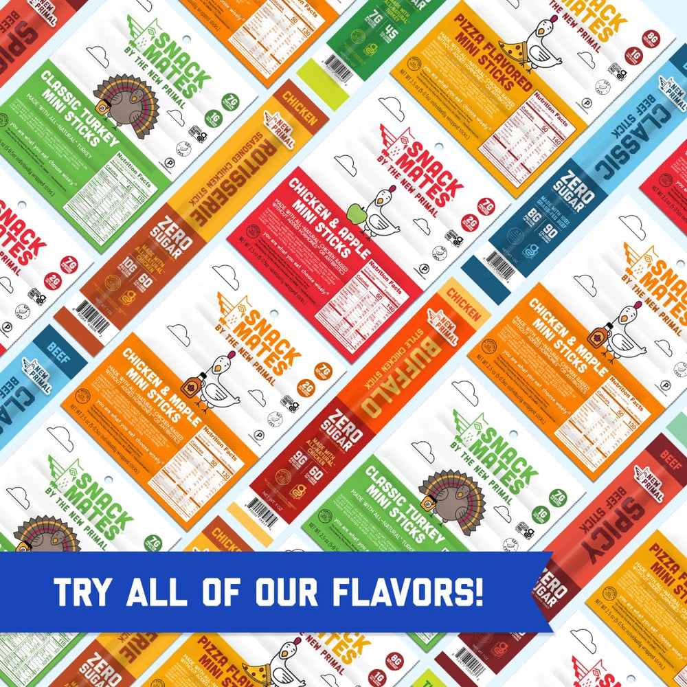 Unwrapped chicken sticks ready-to-eat with pizza-inspired flavors