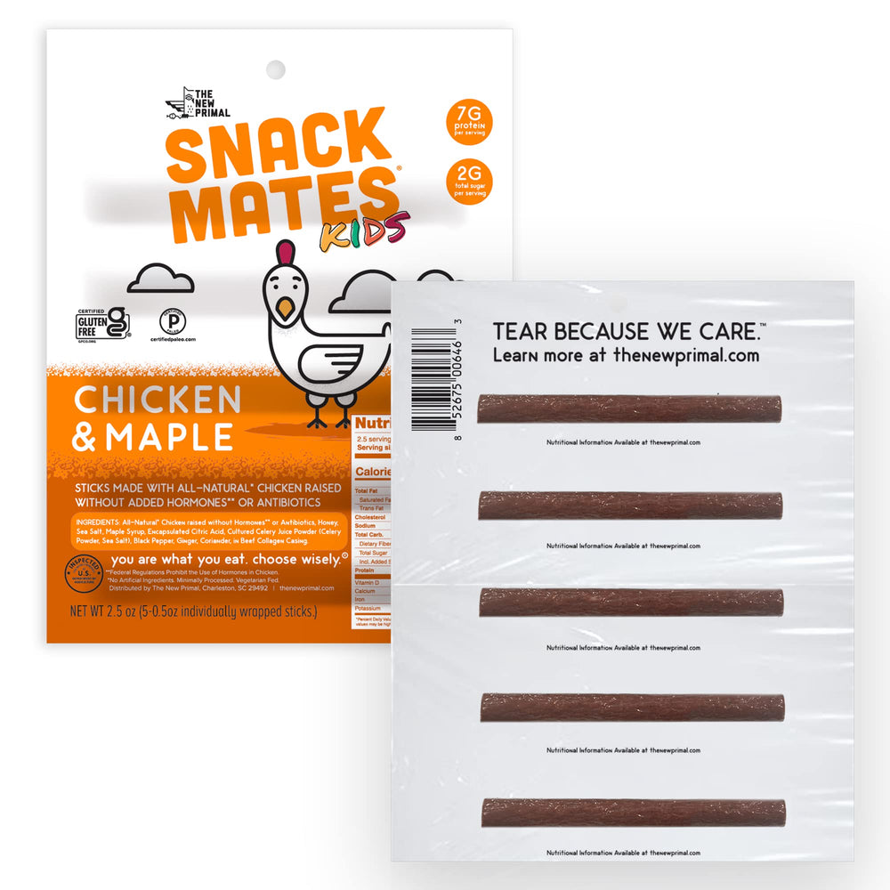 Snack Mates chicken maple stick on-the-go for busy kids, grab-and-go protein.