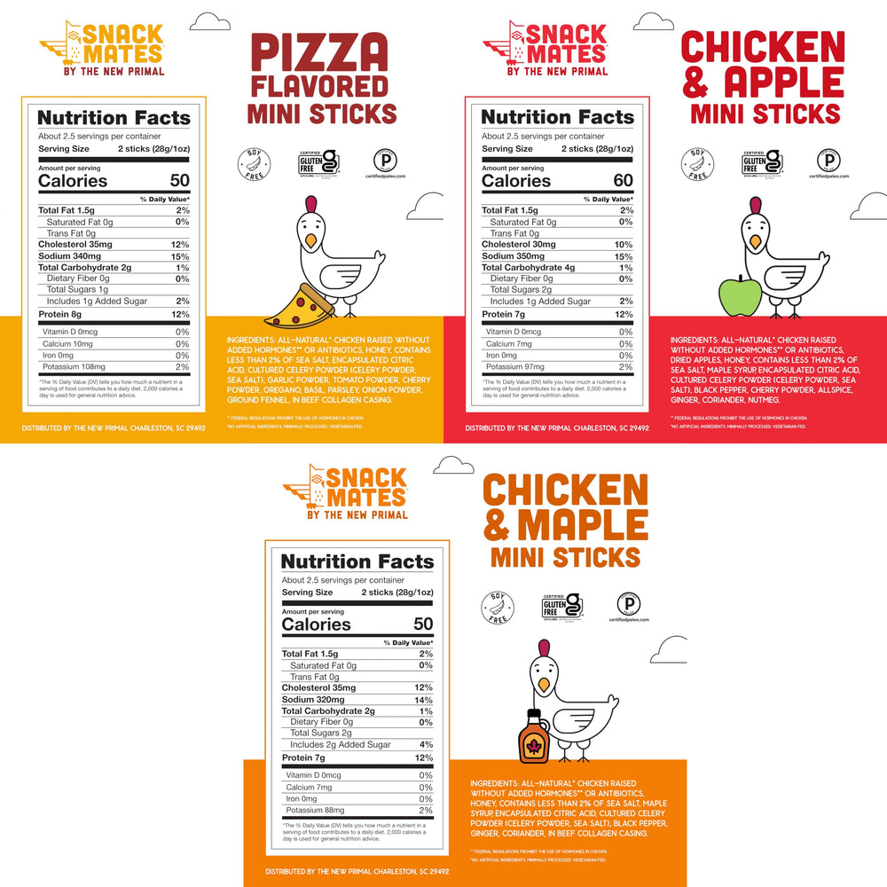 New Primal Snack Mates mini stick in maple flavor offers kid-friendly protein on the go.