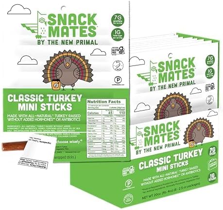 New Primal Snack Mates turkey stick close-up showing tender, savory texture.