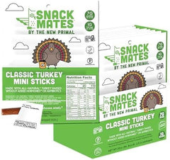 New Primal Snack Mates turkey stick close-up showing tender, savory texture.