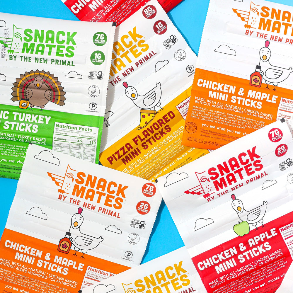 New Primal Snack Mates kid-friendly protein snack for busy days.