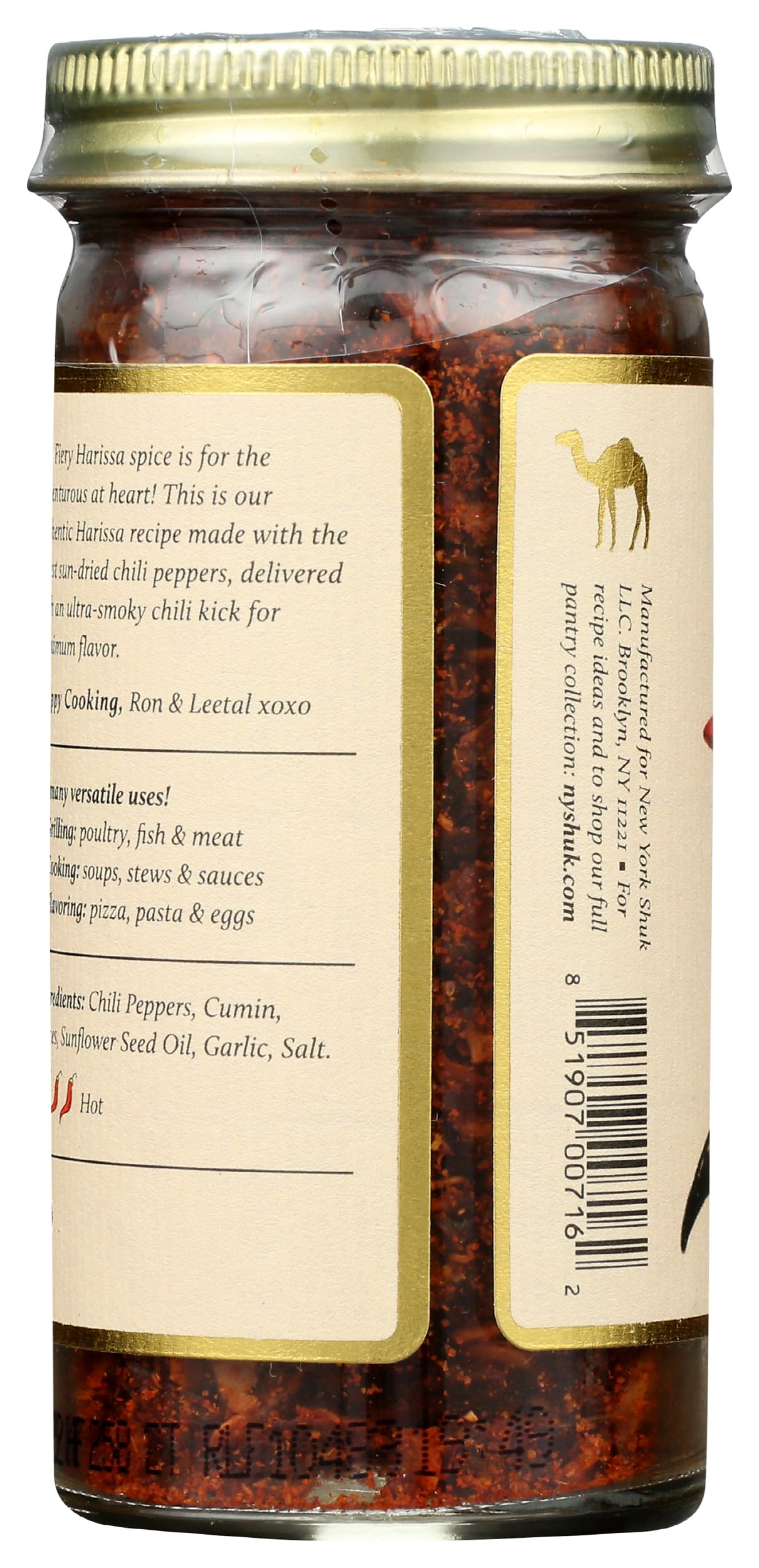 New York Shuk Fiery Harissa coarse texture ready to spice grilled meats.