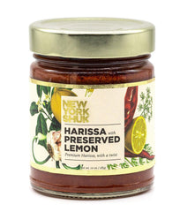 New York Shuk Harissa with Preserved Lemons jar front view for bold sauces.