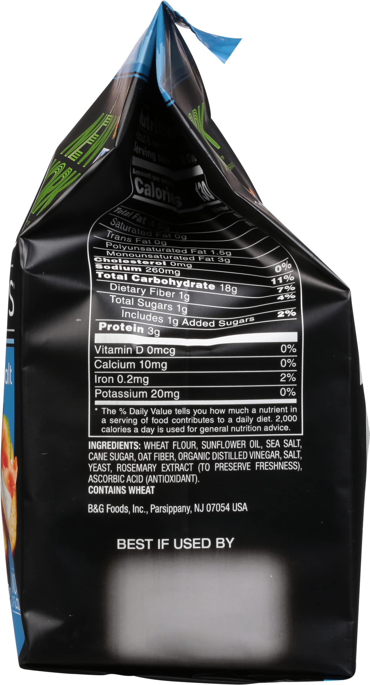New York Style Bagel Crisps with sea salt dusting, ideal for salads.