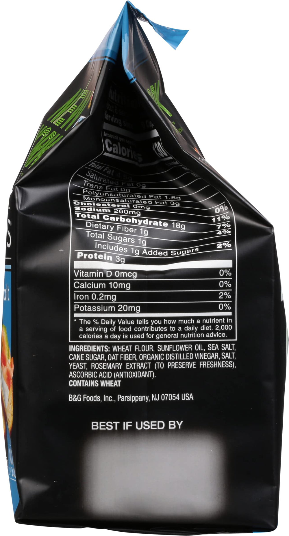 New York Style Bagel Crisps with sea salt dusting, ideal for salads.