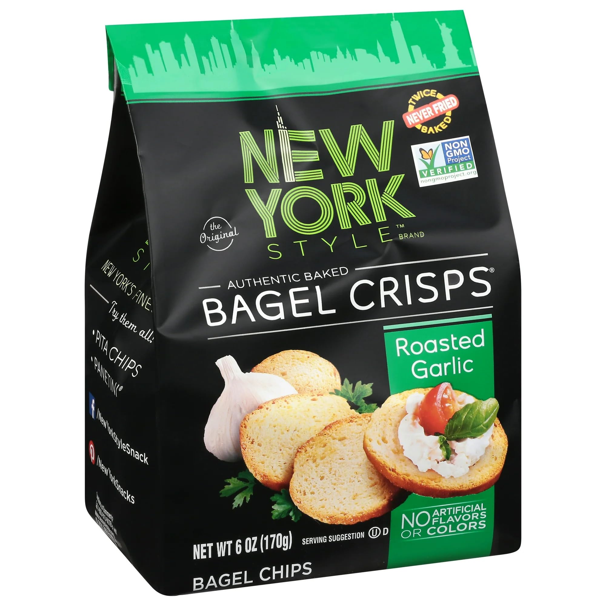 New York Style Garlic Bagel Crisps paired with dips adds instant flavor to any tray.