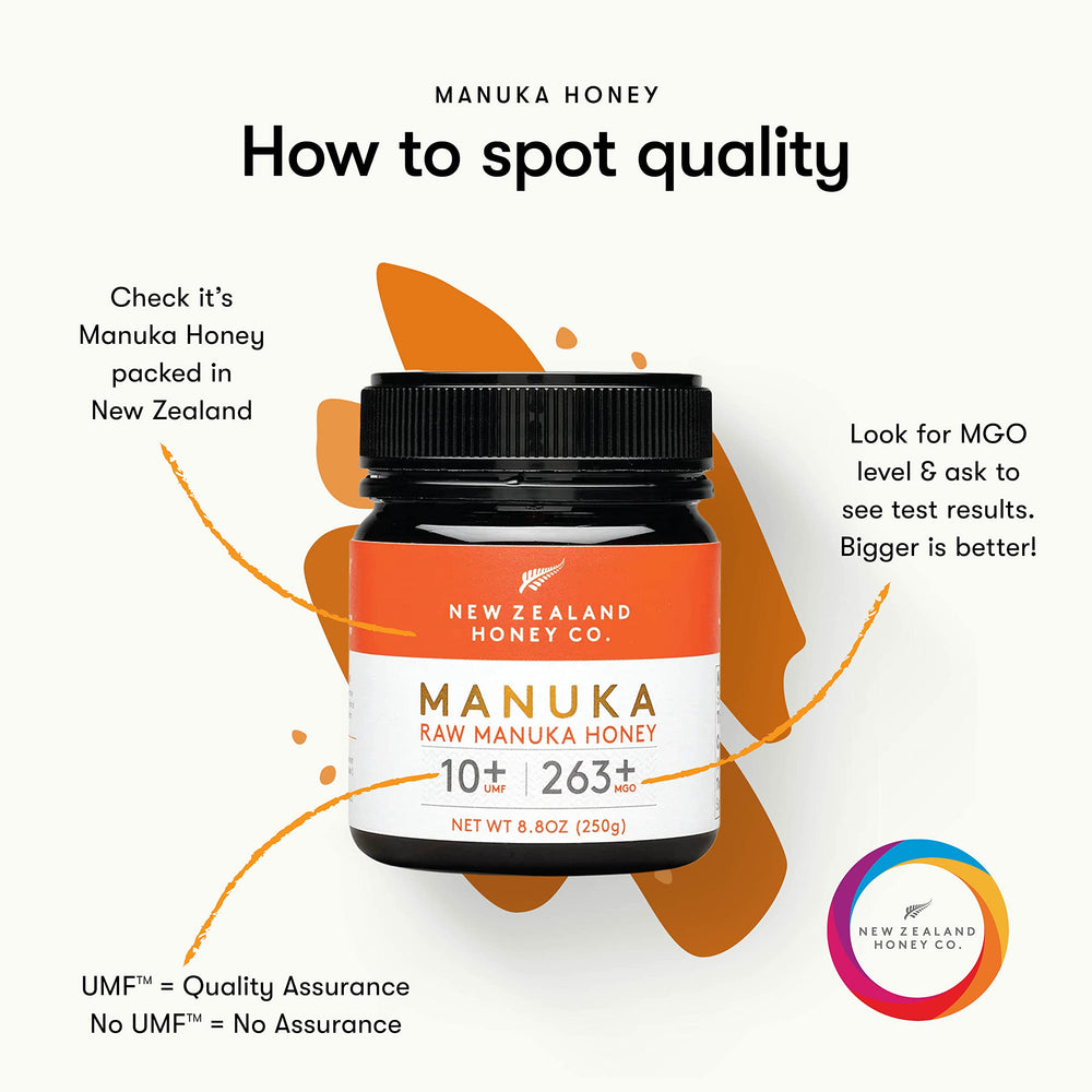 New Zealand Honey Co. Manuka honey closeup reveals thick, velvety texture.