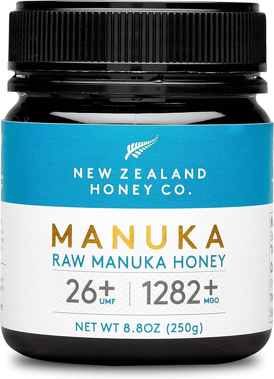 New Zealand Honey Co. Manuka jar front, premium UMF 26+ quality.