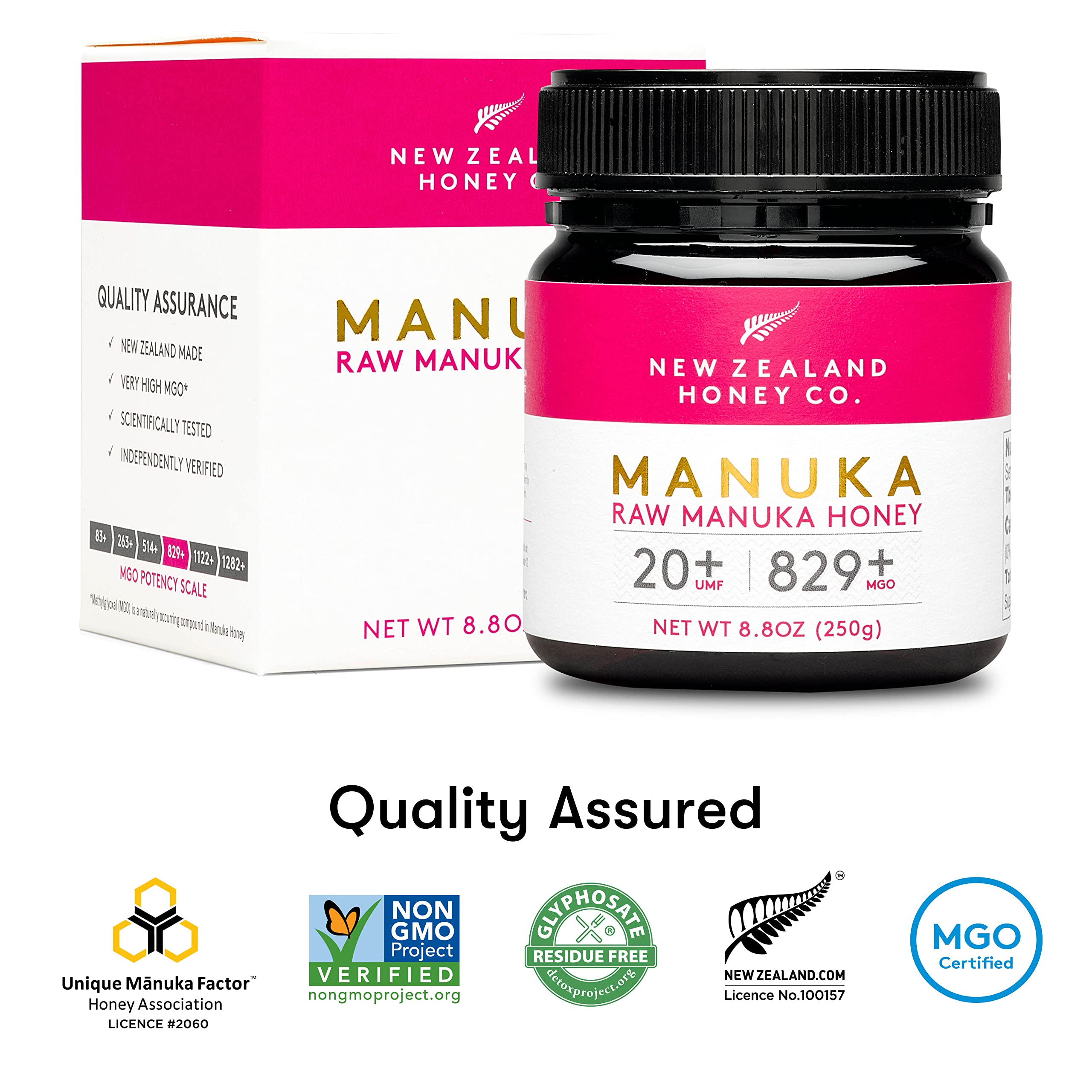 New Zealand Honey Co. Manuka UMF 20+ honey pour highlighting rich color and versatility.