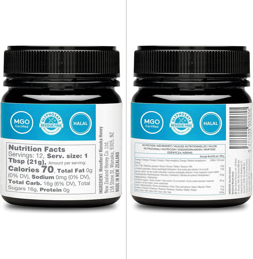 New Zealand Honey Co. UMF 26+ label close-up, authentic certification.