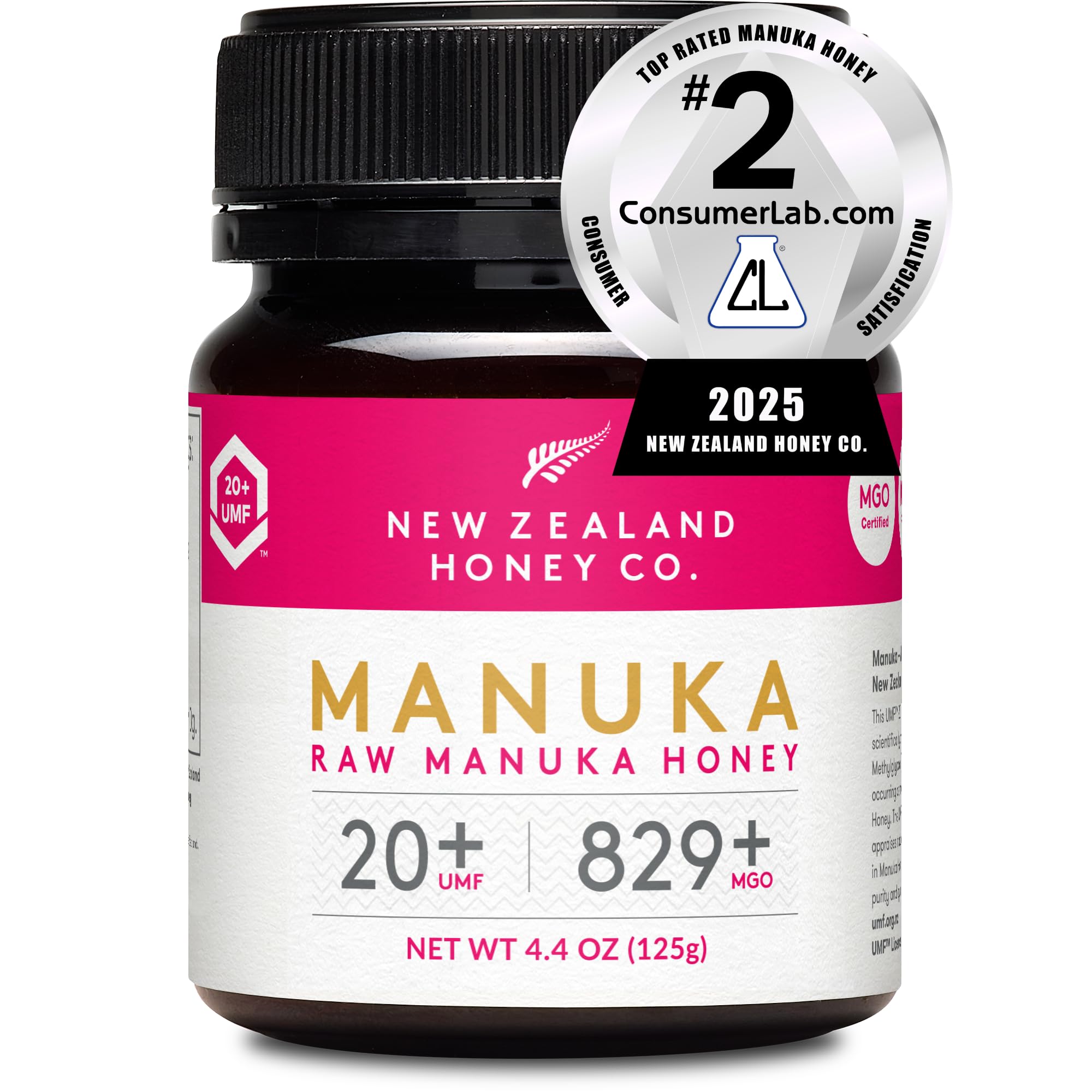 New Zealand Honey Co. Raw Manuka Honey UMF 20+ jar showcases premium, versatile honey for everyday use.