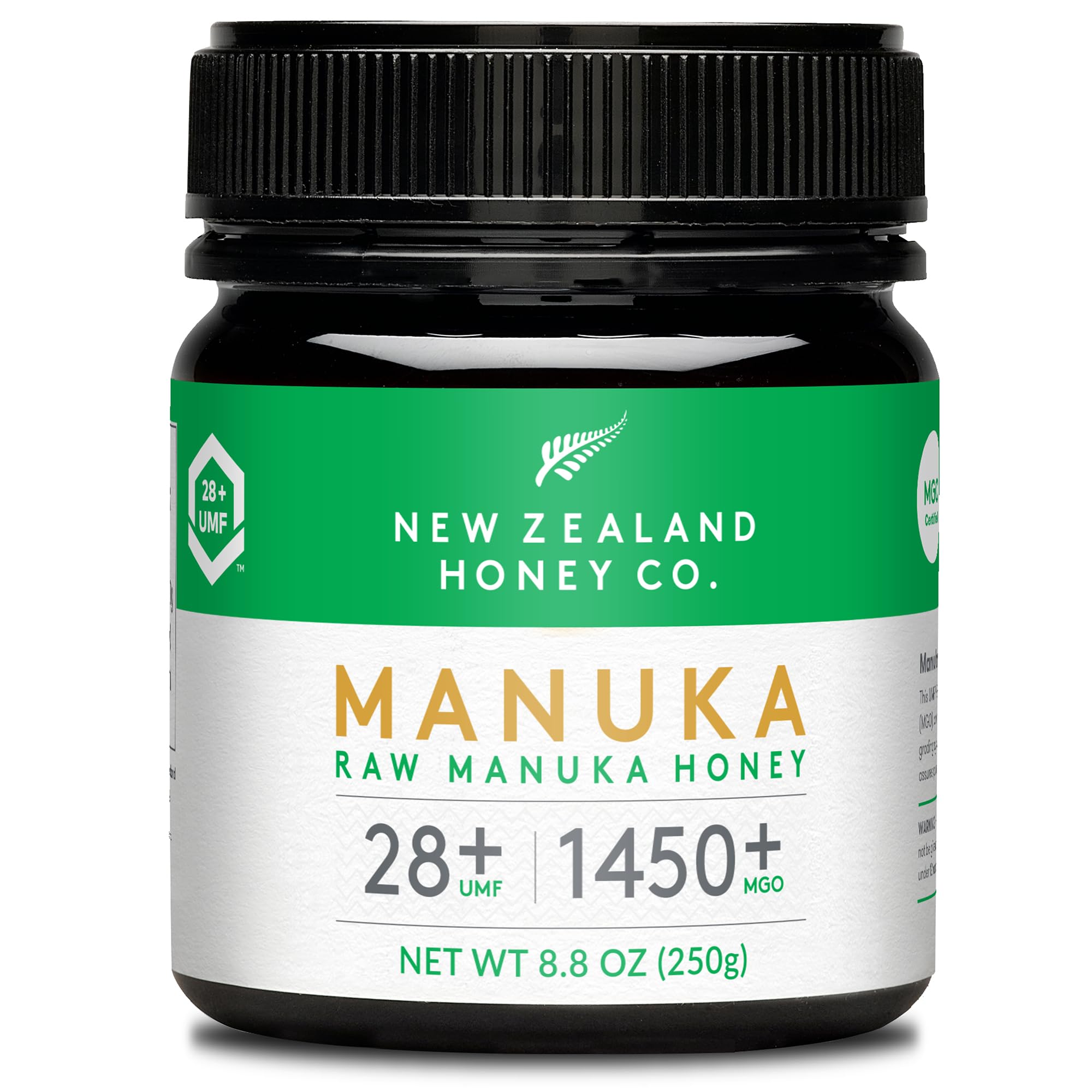 New Zealand Honey Co. Raw Manuka UMF 28+ bottle shows rich color for daily flavor