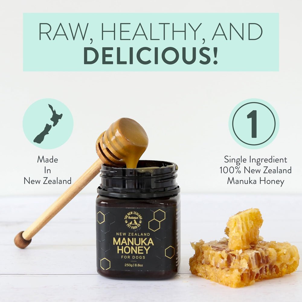 The New Zealand Natural Pet Food Co Woof Manuka Honey dog treats NZ-made quality and ethical production.