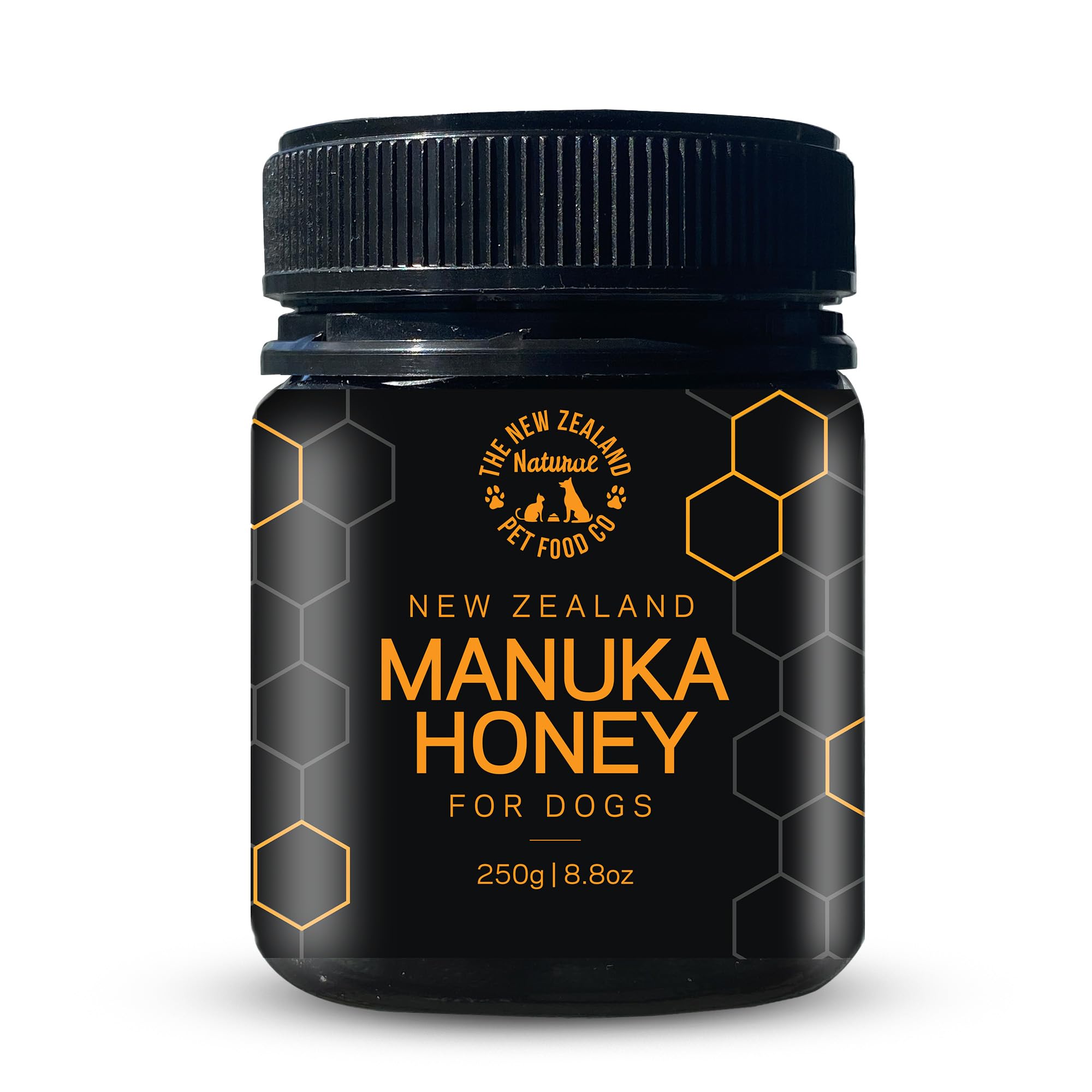 The New Zealand Natural Pet Food Co Woof Manuka Honey dog treats bag — natural, antioxidant-rich.