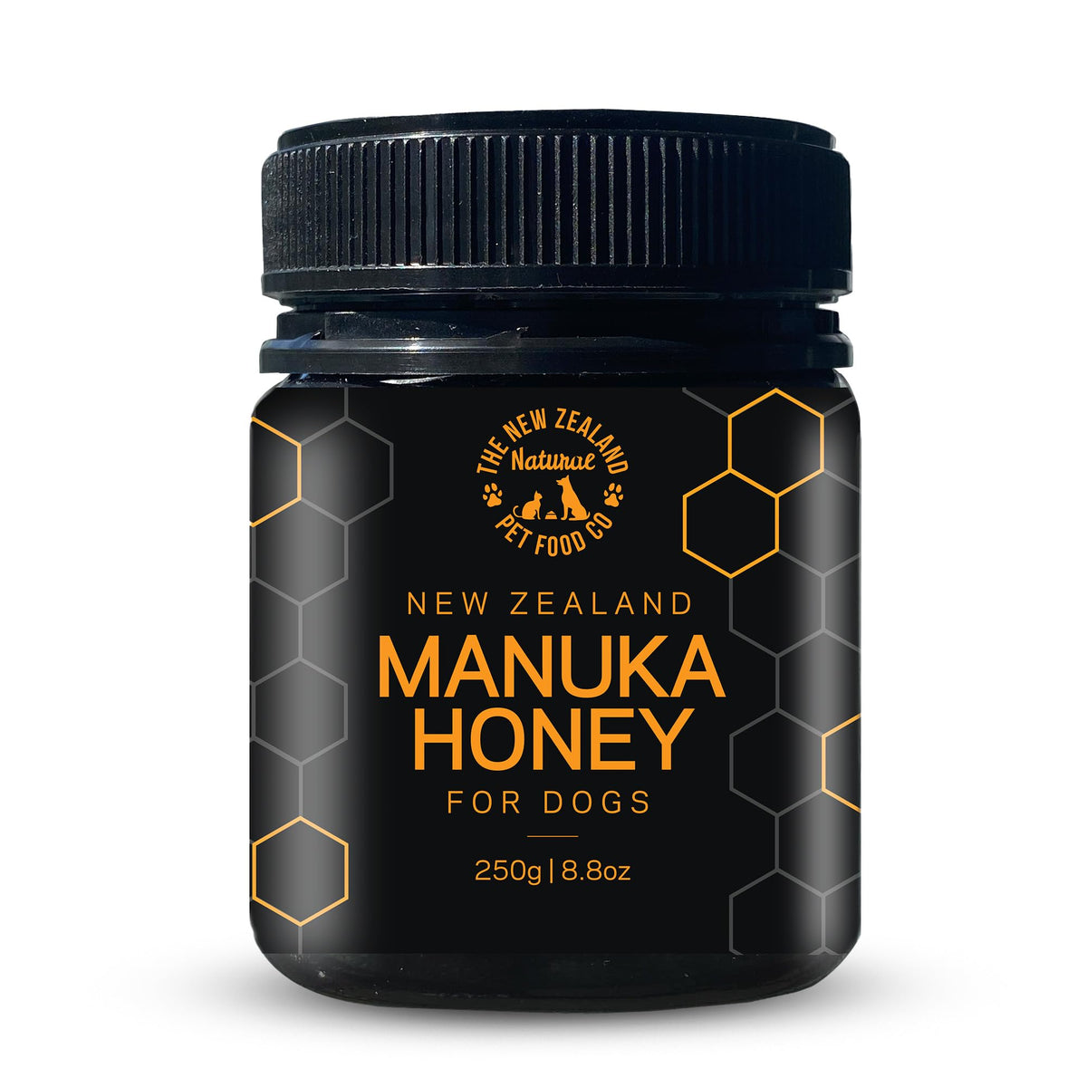 The New Zealand Natural Pet Food Co Woof Manuka Honey dog treats bag — natural, antioxidant-rich.