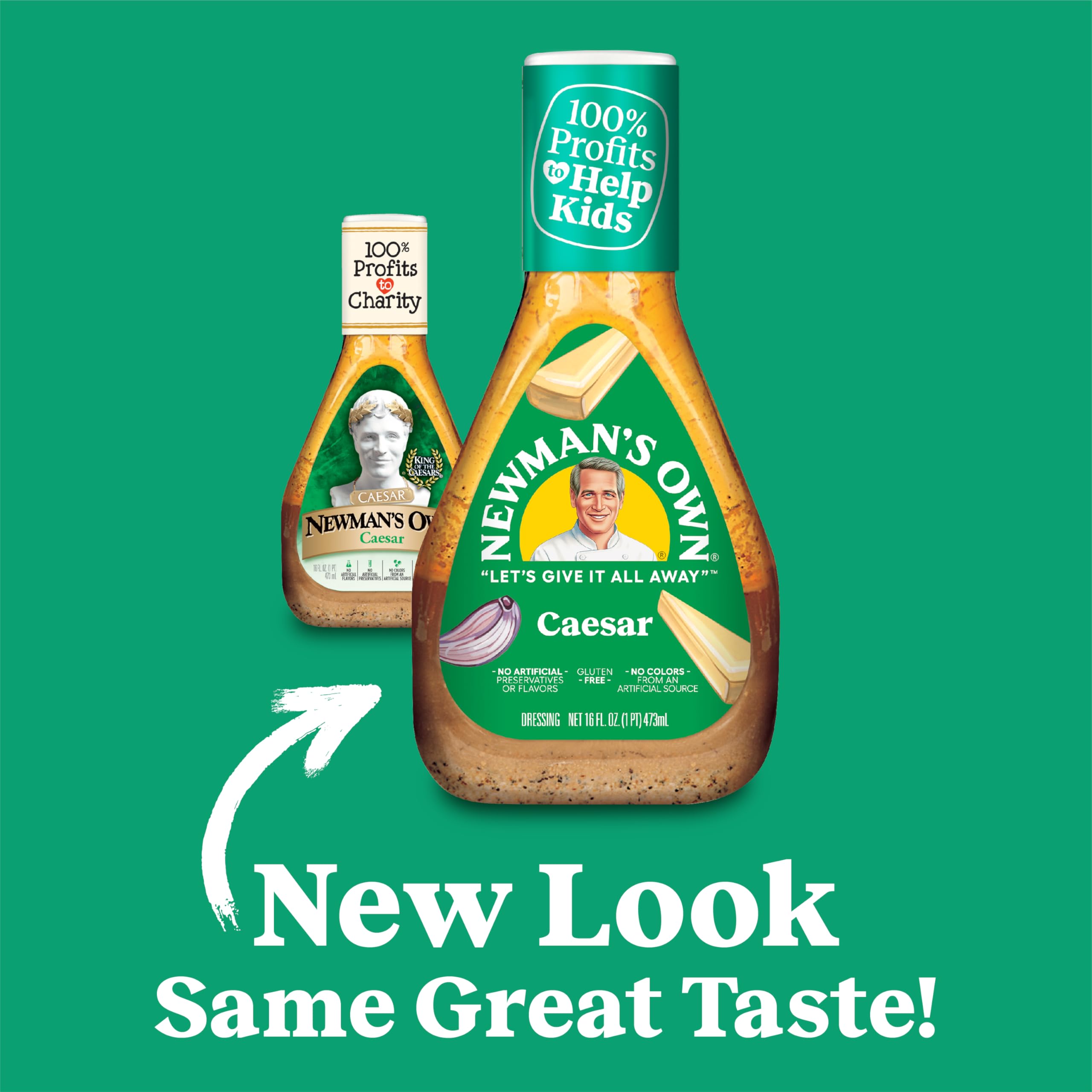 Newman's Own Caesar dressing ingredients close-up highlights pantry-friendly, quality components.
