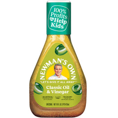 Newman's Own dressing bottle on the counter ready to dress a salad