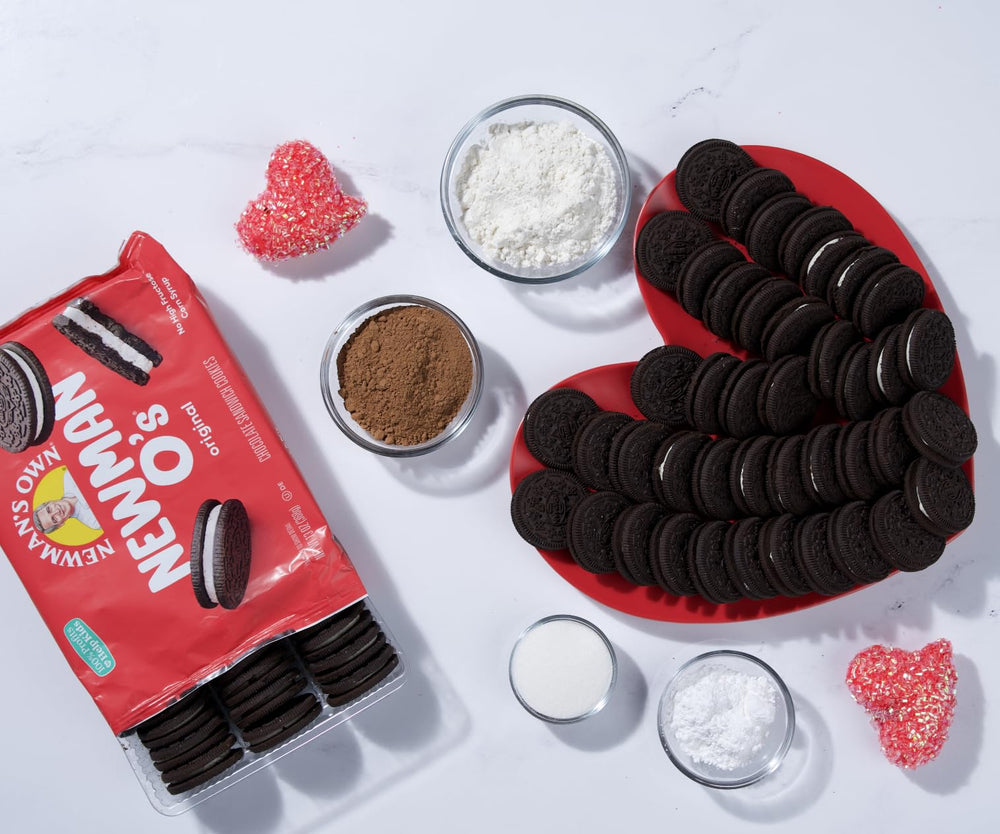 Hero shot of Newman-O's cookies paired with coffee.