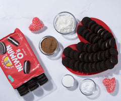 Hero shot of Newman-O's cookies paired with coffee.