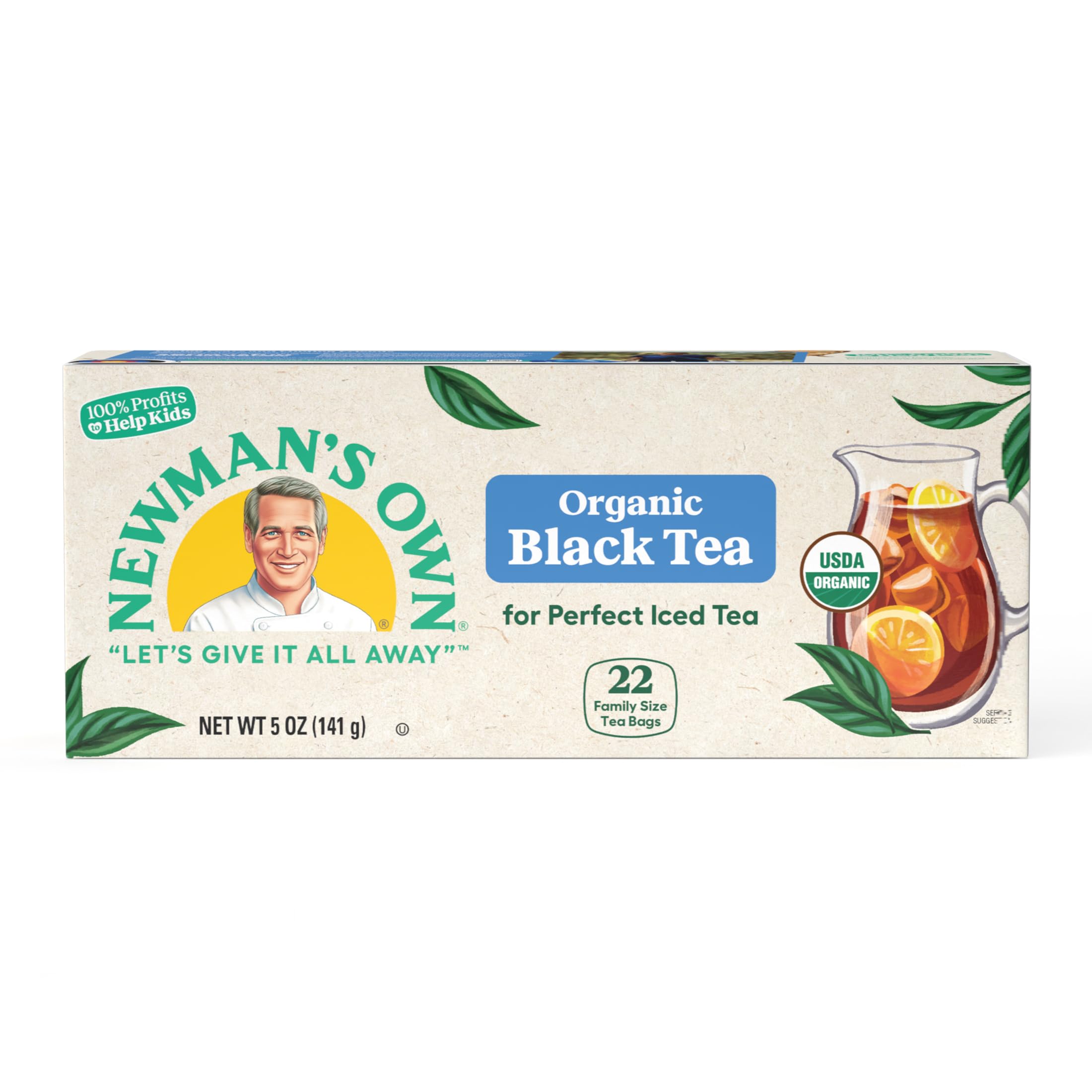 Newman's Own Organic Black Tea steeping in a cup delivers crisp flavor