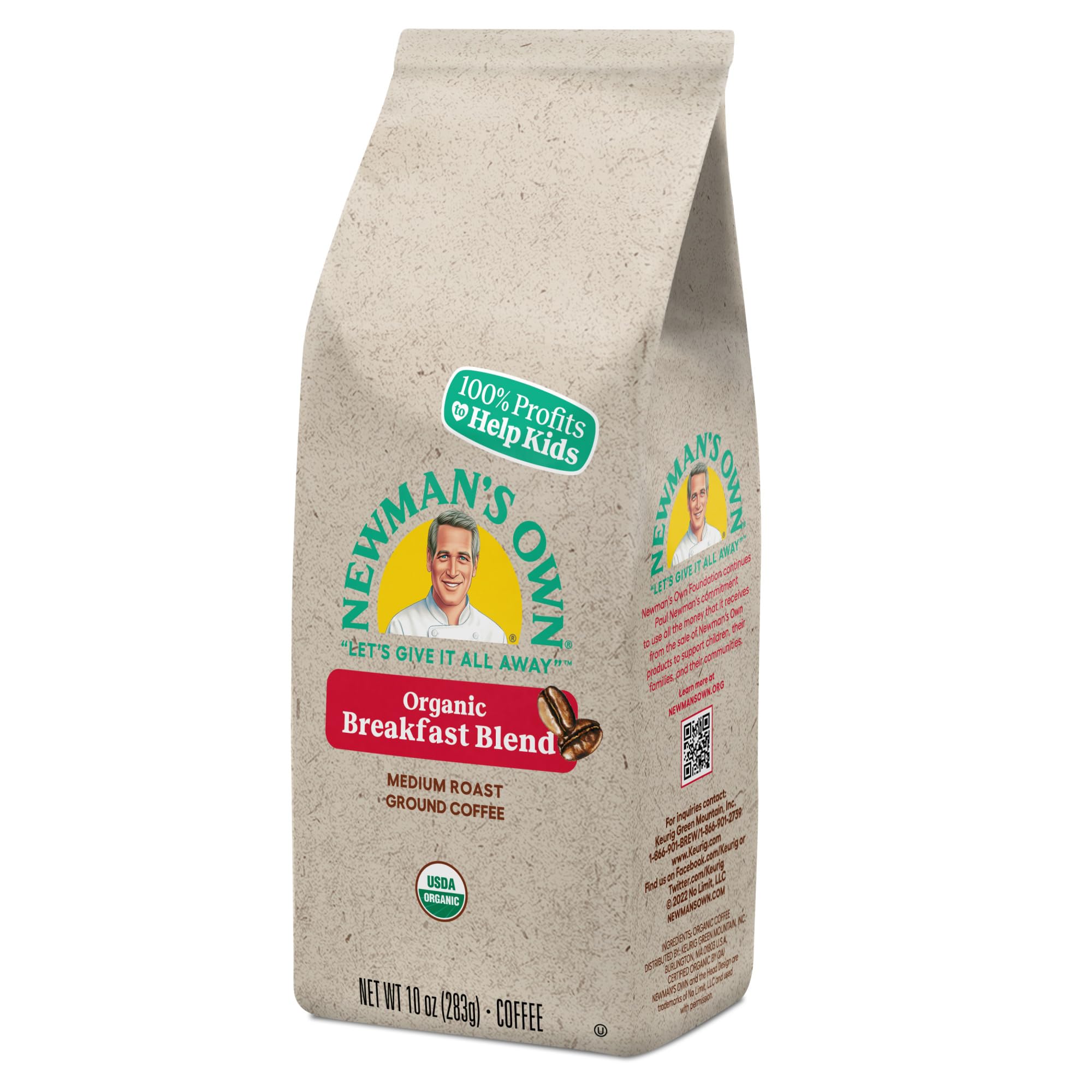 Pour-over setup with Newman's Own Organic Breakfast Blend grounds