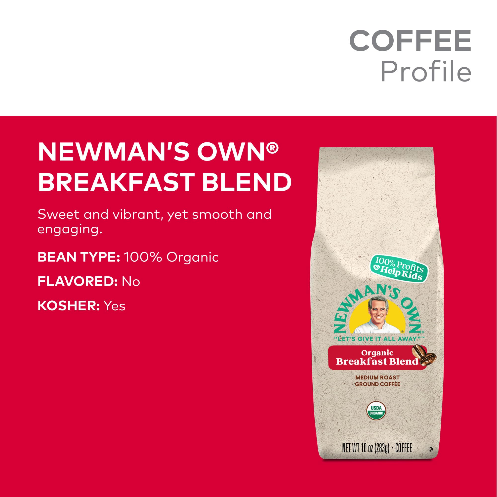 Newman's Own Organic Breakfast Blend coffee grounds ready for grinding