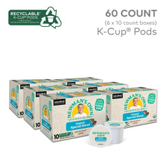 Close-up of Newman's Own Organic Special Blend K-Cup label showing certifications