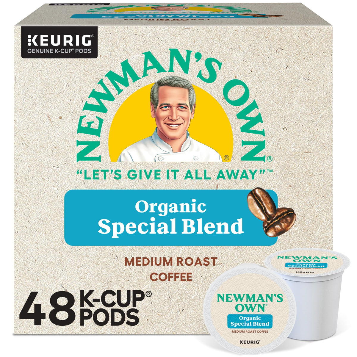 Newman's Own Organic Special Blend K-Cup pods front packaging for quick single-serve mornings