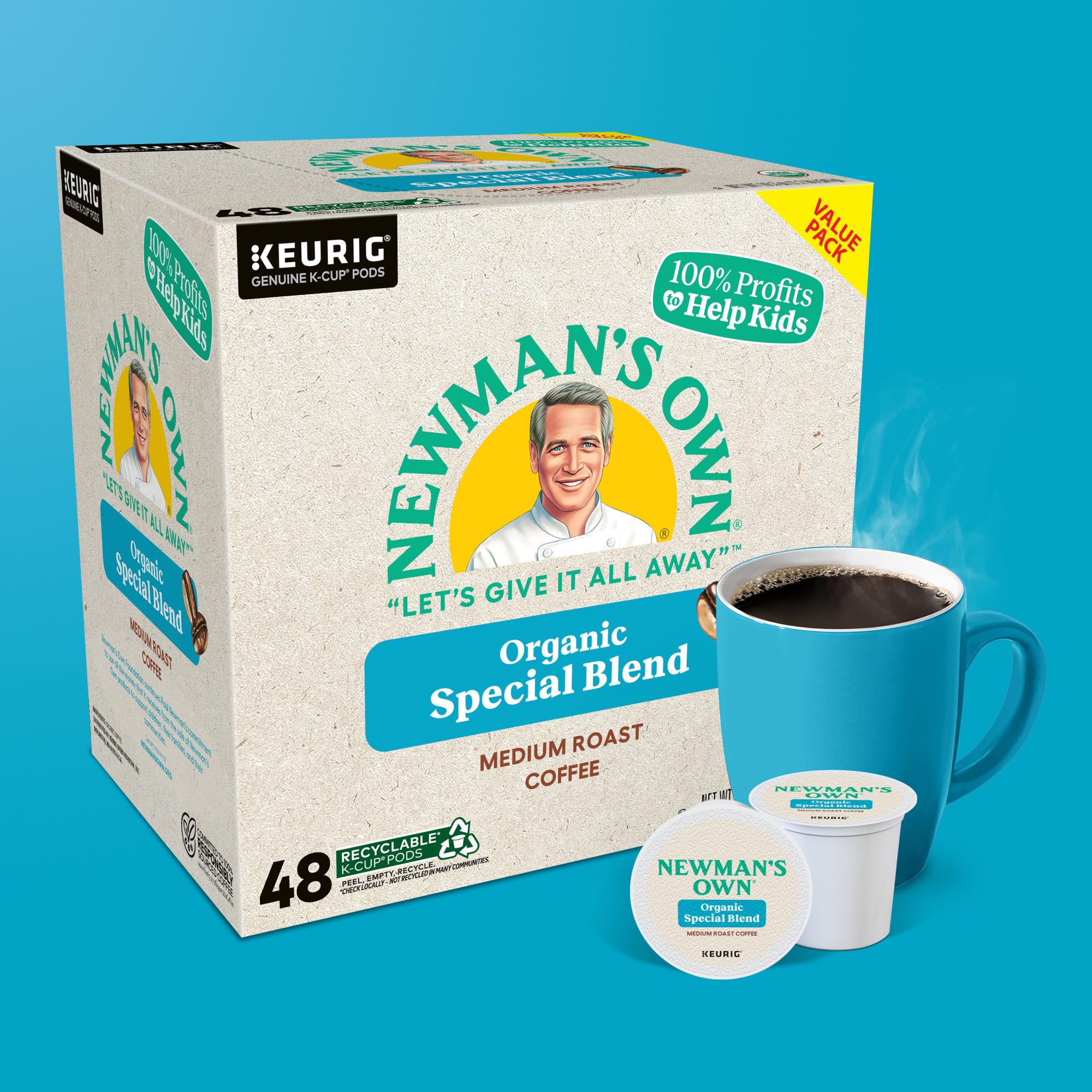 USDA Organic and Fair Trade seals on Newman's Own Organic Special Blend packaging