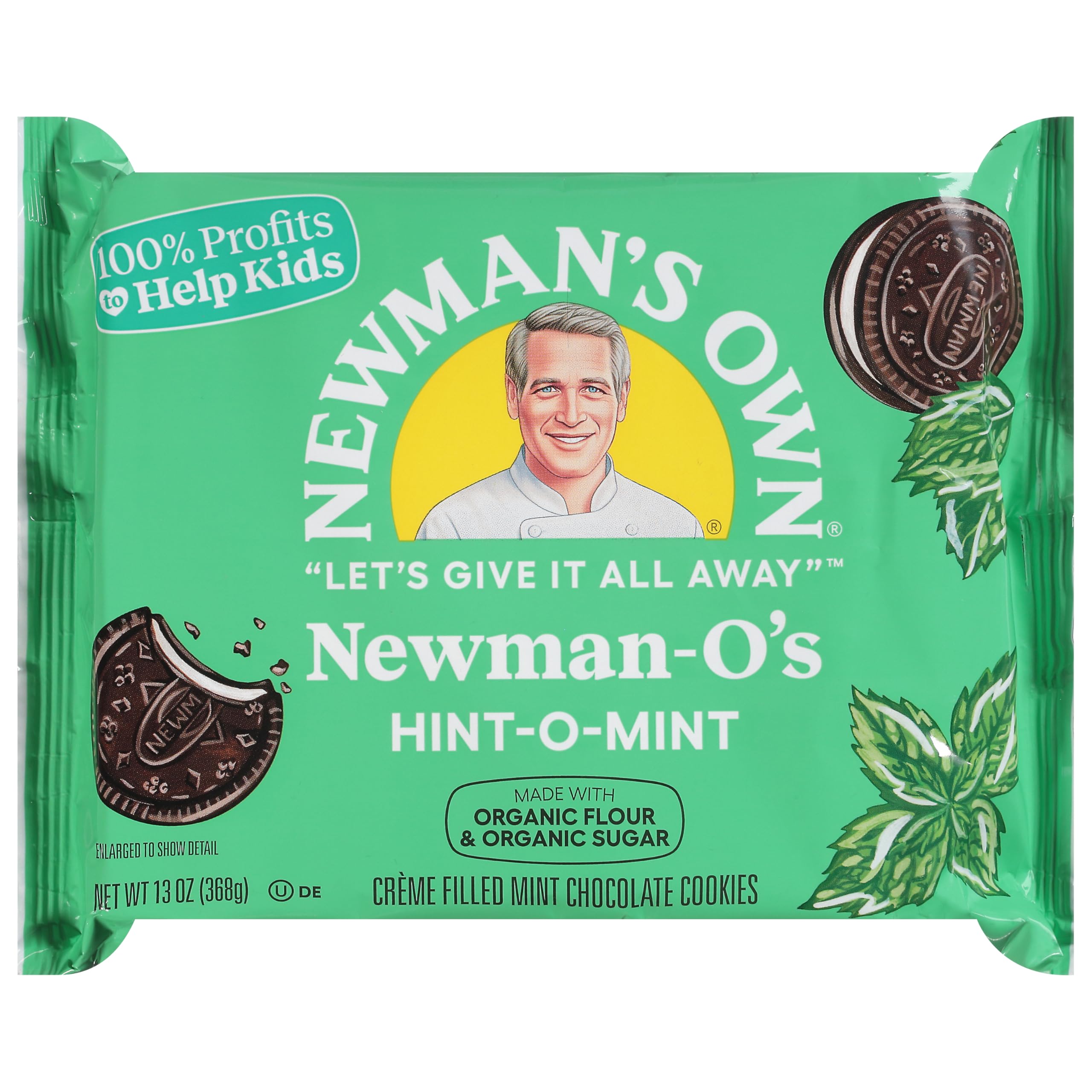 Newman's Own Organics Cookie O Mint Creme: mint chocolate cookie with creme filling, ideal with tea or coffee