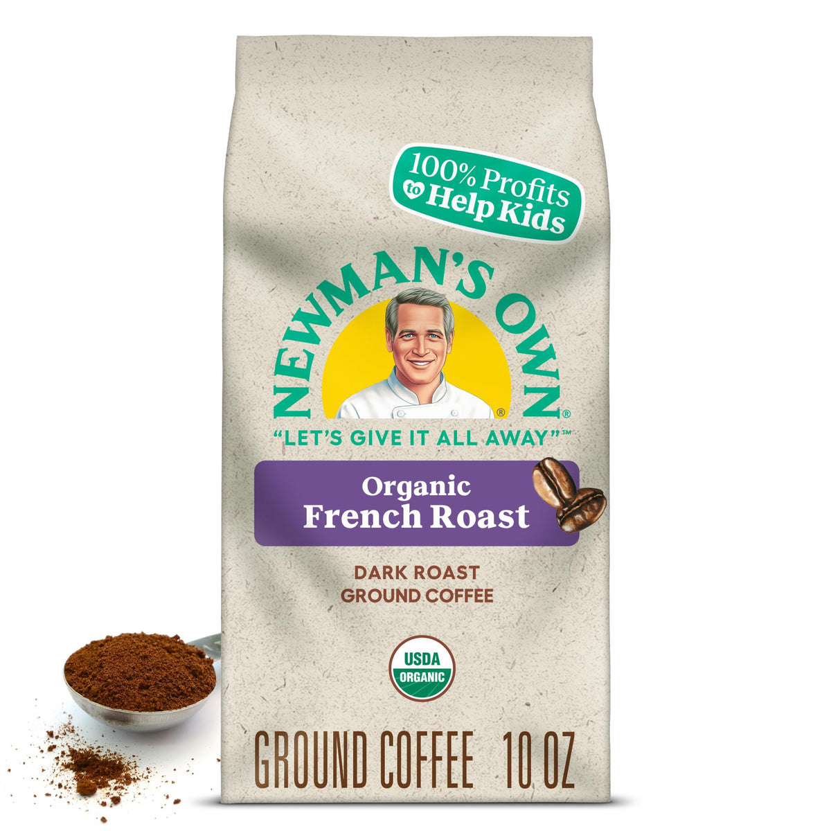 Newman's Own Organics French Roast bag front showing bold flavor for morning rituals