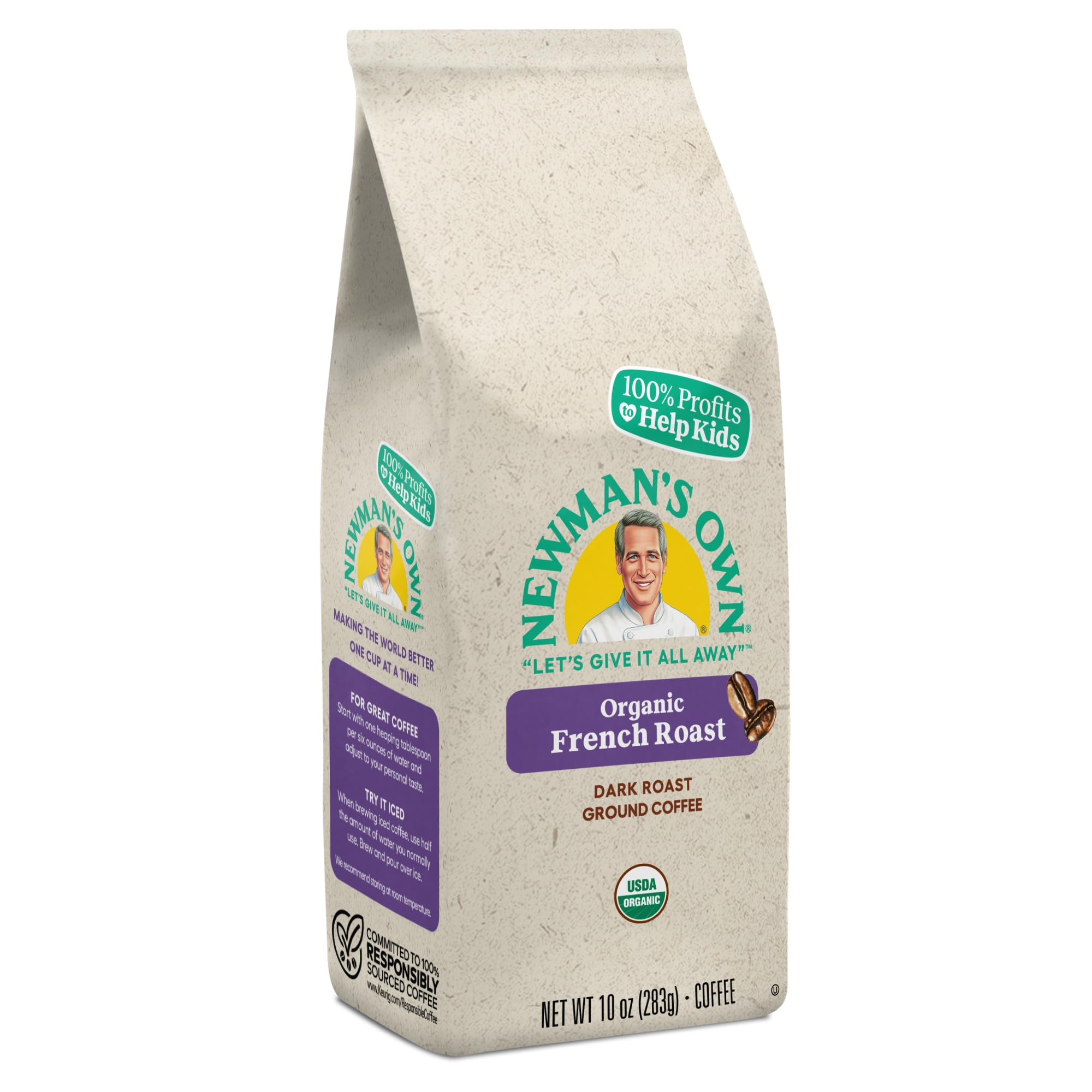 Newman's Own Organics French Roast ground coffee stored for freshness