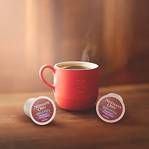 Newman's Own Organic French Roast Keurig pods eco-label hints recyclable packaging.