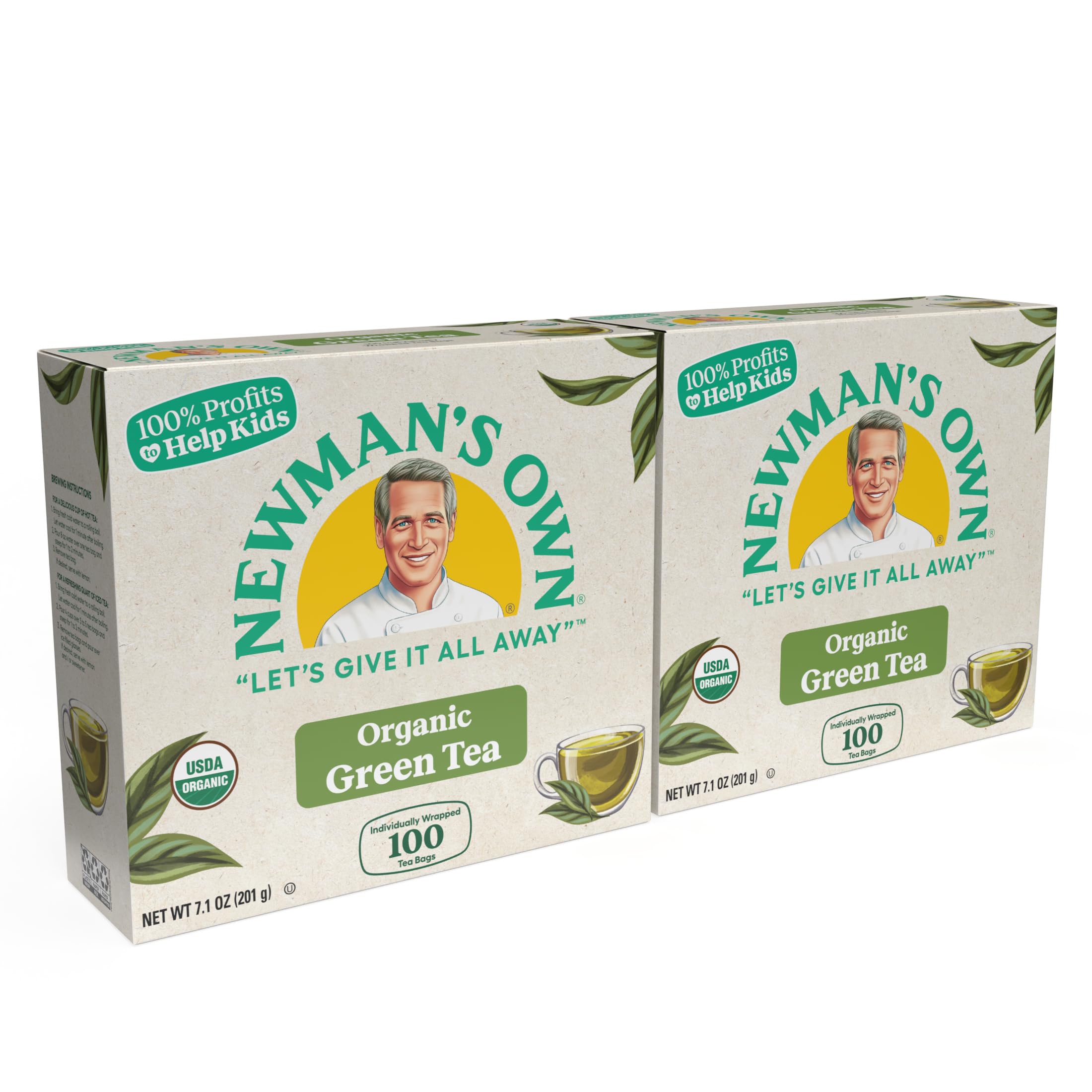 Newman's Own Organics Green Tea box outer pack shows organic quality and freshness