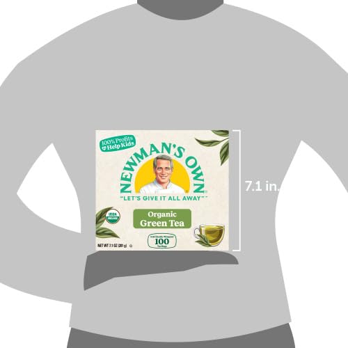 Hot cup of Newman's Own Organic Green Tea with inviting grassy aroma