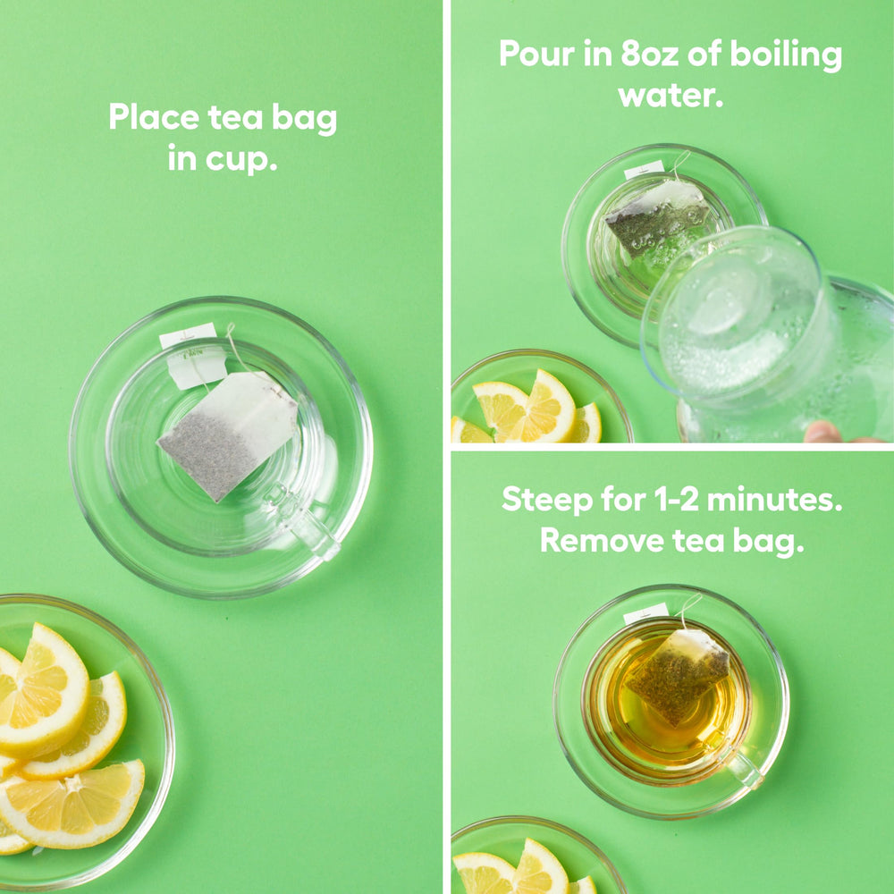 Newman's Own Organic Green Tea steaming cup evokes warm aroma.